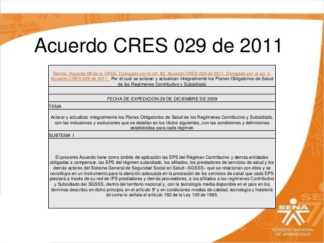 acuerdo 029 de 2011 cres